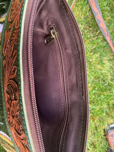 Majestic Ally Hand Tooled Pure Leather Cashmere Carry Cross Body Bag with Matching Leather Fringe in Saudi Arabia