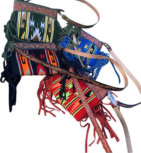 Majestic Ally Hand Tooled Pure Leather Cashmere Carry Cross Body Bag with Matching Leather Fringe in Saudi Arabia