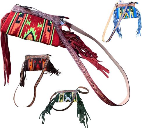 Majestic Ally Hand Tooled Pure Leather Cashmere Carry Cross Body Bag with Matching Leather Fringe in Saudi Arabia