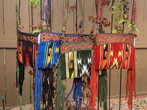 Majestic Ally Hand Tooled Pure Leather Cashmere Carry Cross Body Bag with Matching Leather Fringe in Saudi Arabia