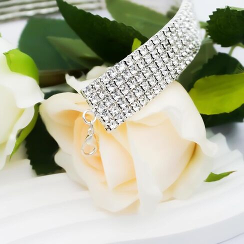 3 5 صف واضح حجر الراين واسعة المختنق قلادة الفضة مطلي طوق قلادة المرأة in Kuwait