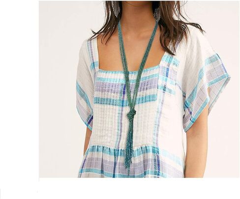 ابتسم عباد الشمس الملونة كريستال الخرز قلادة ، طبقات الخرز الشرابات اليدوية قلادة طويلة للنساء والفتيات in Kuwait