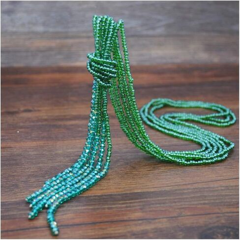 ابتسم عباد الشمس الملونة كريستال الخرز قلادة ، طبقات الخرز الشرابات اليدوية قلادة طويلة للنساء والفتيات in Kuwait