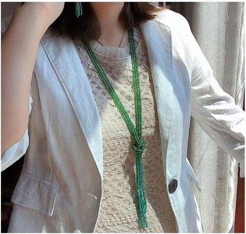 ابتسم عباد الشمس الملونة كريستال الخرز قلادة ، طبقات الخرز الشرابات اليدوية قلادة طويلة للنساء والفتيات in Kuwait