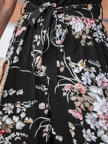 CUPSHE Summer Women's Jumpsuit Sleeveless Scoop Neck Floral Print Romper Overalls Casual Pollover Belted Jumpsuit in Saudi Arabia