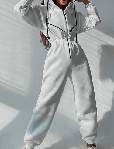 طقم جمبسوت من الصوف للنساء من كوزيبوين مكون من سويت شيرت بقلنسوة وخصر مرتفع للنساء in Kuwait