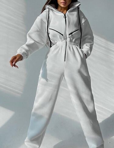 طقم جمبسوت من الصوف للنساء من كوزيبوين مكون من سويت شيرت بقلنسوة وخصر مرتفع للنساء in Kuwait