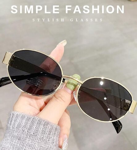 Trendy Retro Oval Sunglasses for Women Men Small Metal Frame Sun Glasses Ladies Shades BS1200 in Kuwait