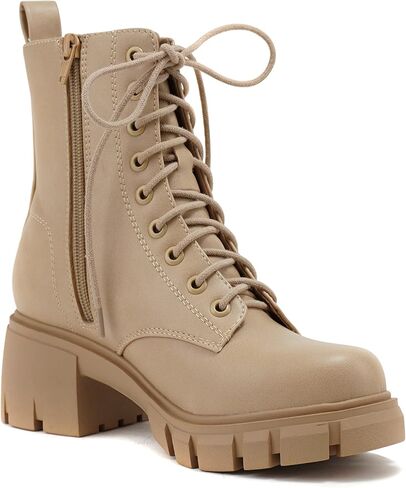 Soda TUNDRA ~ Women Lug Sole Lace up Fashion Combat Ankle Boot w/Side Zipper in Saudi Arabia