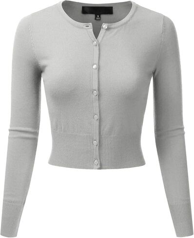 سترة صوفية نسائية من EIMIN بياقة دائرية وأكمام طويلة وأزرار سفلية (S-XL) in Kuwait