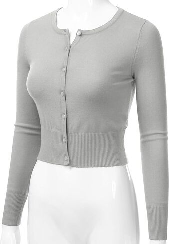 سترة صوفية نسائية من EIMIN بياقة دائرية وأكمام طويلة وأزرار سفلية (S-XL) in Kuwait