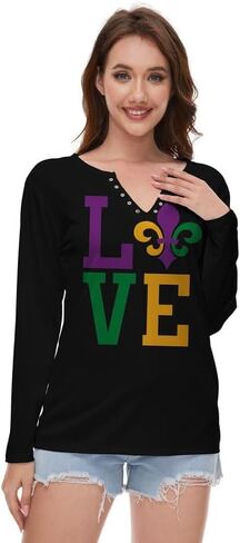 TMSD Womens St. Patrick's Day Top Long Sleeve Sweatshirt V-Neck Sexy Shirt in Saudi Arabia