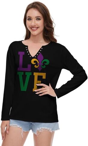 TMSD Womens St. Patrick's Day Top Long Sleeve Sweatshirt V-Neck Sexy Shirt in Saudi Arabia