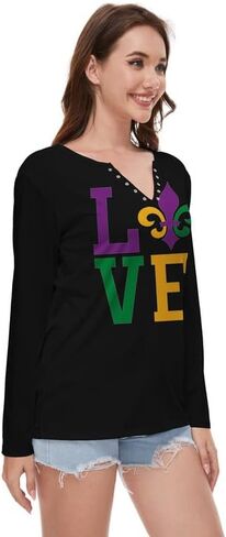 TMSD Womens St. Patrick's Day Top Long Sleeve Sweatshirt V-Neck Sexy Shirt in Saudi Arabia