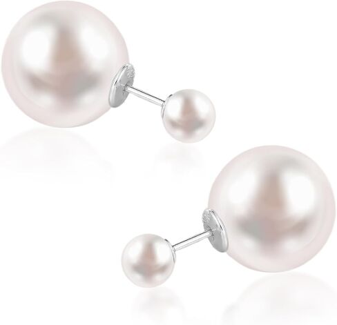 Jewelry S925 Sterling Silver Handpicked Freshwater Cultured Pearl Stud Earrings For Brides Bridesmaid Anniversary Birthday Gifts Accessories Jewelry Gift For Women… in Saudi Arabia