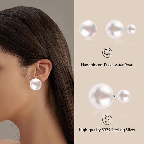 Jewelry S925 Sterling Silver Handpicked Freshwater Cultured Pearl Stud Earrings For Brides Bridesmaid Anniversary Birthday Gifts Accessories Jewelry Gift For Women… in Saudi Arabia