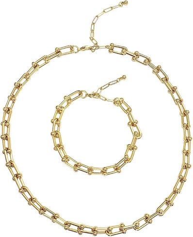 U Link Chain Necklace/Bracelet/Earrings/Gold Chain Necklace For Women/U Shape Chunky Chain Y2K in Saudi Arabia