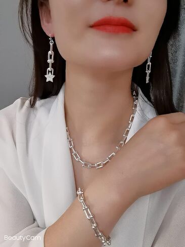 U Link Chain Necklace/Bracelet/Earrings/Gold Chain Necklace For Women/U Shape Chunky Chain Y2K in Saudi Arabia