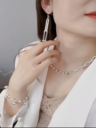 U Link Chain Necklace/Bracelet/Earrings/Gold Chain Necklace For Women/U Shape Chunky Chain Y2K in Saudi Arabia