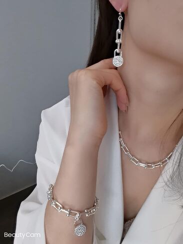 U Link Chain Necklace/Bracelet/Earrings/Gold Chain Necklace For Women/U Shape Chunky Chain Y2K in Saudi Arabia