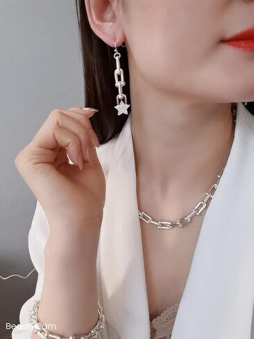 U Link Chain Necklace/Bracelet/Earrings/Gold Chain Necklace For Women/U Shape Chunky Chain Y2K in Saudi Arabia