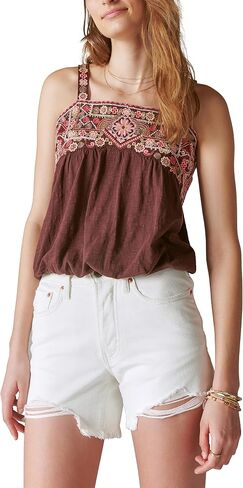 Lucky Brand Women's Floral Embroidered Bubble Tank in Saudi Arabia