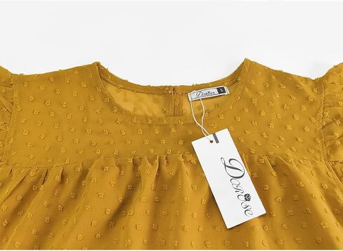 DOROSE Women's Babydoll Tops Swiss Dot Ruffle Sleeve Tiered Flowy Blouses Dressy Casual Summer Shirts in Kuwait