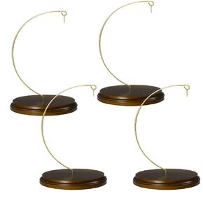 Wood Ornament Holder Solid Walnut Oval Base Pack of 4 Stands