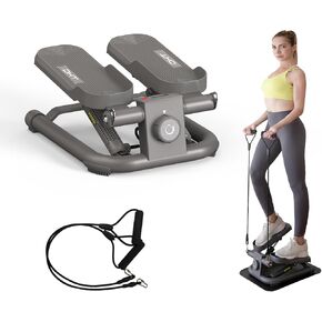 DHT Stair Stepper for Home, Mini Stepper for Exercise, Health & Fitness Exercise Stepping Machine for Exercise Fitness Office Home Workout Equipment, with Resistance Band and Calories Count