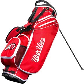 Team Golf NCAA UTAH Birdie Stand Golf Bag, Lightweight, 14-way Club Divider, Spring Action Stand, Insulated Cooler Pocket, Velcro Glove and Umbrella Holder & Padded Handles
