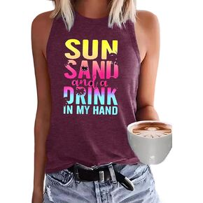 Binshre Sunset Tank Tops Women Casual Summer Beach Sleeveless Hawaiian Graphic Tee Sunshine Shirt Cute Country Vacation Vest