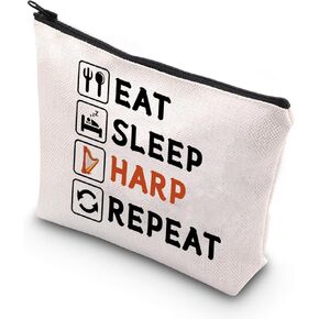 BDPWSS Eat Sleep Harp Repeat Makeup Bag Harpists Gift Harp Lover Gift Harp Player Gift Orchestra Gift Music Instrument Gift (Sleep Harp Repeat)