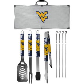 NCAA Siskiyou Sports Fan Shop West Virginia Mountaineers Steel Tailgater BBQ Set w/Case 8 piece Gray