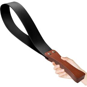 Dnoifne 19 Inches Riding Crop for Horses, Leather Paddle with Wooden Handle