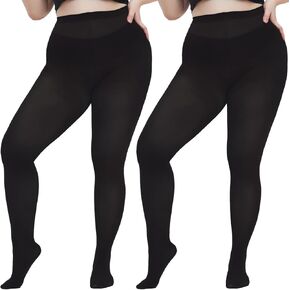Hiltzo Women's Plus Size Tights High Waist Sheer Semi Opaque Ultra-Soft Pantyhose XL, 2XL, 3XL, 4XL