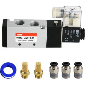 RIH Pneumatics Solenoid Valve 1/4"NPT DC12V Single Coil Pilot-Operated Electric 5Way2Position 4V210 WithJunctionBox (DC12V JunctionBox, 1/4‘’)