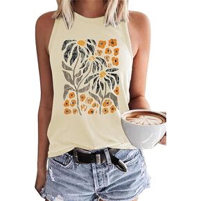 Sun Salt Sand Beach Coconut Tree Tank for Women Summer Casual Sleeveless Vacation Beach Workout Tank Tops