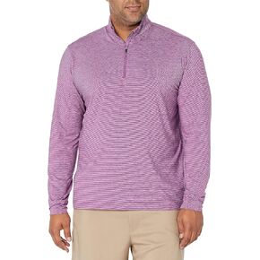 Greg Norman Men's Micro Stripe Long Sleeve Heathered 1/4-zip Mock