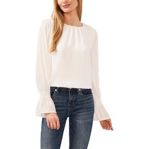 CeCe Women's Long Sleeve Smocked Cuff Ruffle Blouse