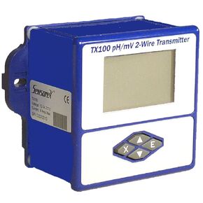 TX100 Loop-Powered 4-20mA Transmitter, pH/mV, 0.00 to 14.00 pH, 0.01 pH Resolution, 0.01 Accuracy