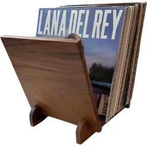 Solid Walnut Wood Vinyl Record Holder | Flip Display Vinyl Record Storage, Neat Wood Grain Vinyl Storage | 50 Music Album Storage for Vinyl Records