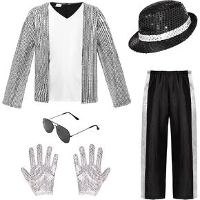 BAURGHOP Kids Dance Star Costume for Boys 80s 90s Hip Hop Stage Outfits for Halloween Cosplay