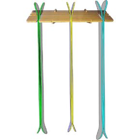 Bamboo or Birch Wood Vertical Ski Storage Rack for 1 to 3 Pairs of Skis Vercules Trip (3 Pairs of Skis)