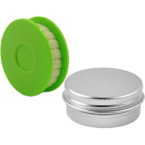 2Pcs Portable Bike Chain Oiler Roller Lubricator Round Bicycle Chain Gear Lubricant Applicator with Storage Aluminum Jar Bicycle Care Tool, Green