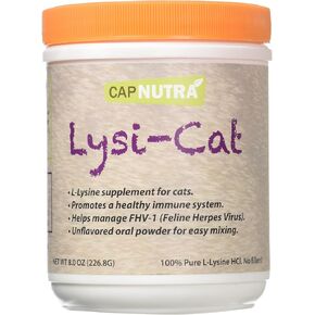 Lysi-Cat Lysine Supplement for Cats, 8 oz. Canister, 500 Servings, Supports a Healthy Immune System, Free Scoop Included!