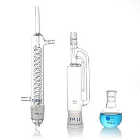 500ml Soxhlet Extractor Kit,Soxhlet Extraction Apparatus with Condenser, Flat Bottom Flask, Lab Glassware (500ml), Clear