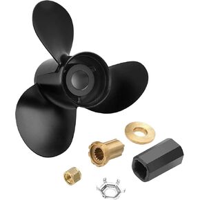 13 1/4x17 48-77344A45 Propeller for Mercury Black Max Outboard 40 50 60 70 75 80 90 100 115 125 140 HP Boat Motor Engine Parts Aluminum Prop 13.25x17 Pitch RH 15 Spline Tooth with Flo-Torq II Hub Kit