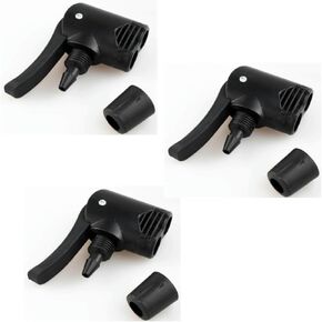 3Pcs Black Pump Adapter Valve, 3 in 1 Replacement Dual Head Air Pump Adapter Valve Bicycle Bike Cycle Tyre Tube Pump Adapter, Bicycle Replacement Parts, Tires and Tubes