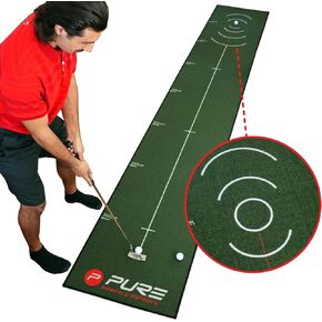Pure2Improve Birdie Drill مقاس 13 × 26 بوصة، حصيرة ممارسة الجولف في الأماكن المغلقة/الخارجية مع لف مسطح وسطح متدحرج نقي in Kuwait