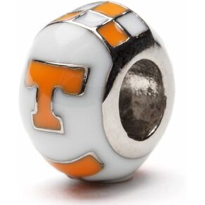 Tennessee Vols Charms and Jewelry for Women - White and Orange Tennessee Bead - Hypoallergenic Stainless Steel Charms - Tennessee Vols Gifts